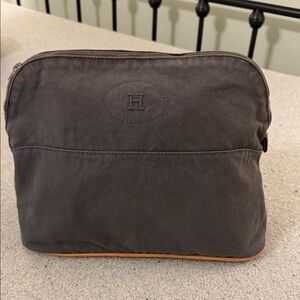 **Hermes** gray colored, zip canvas pouch/bag